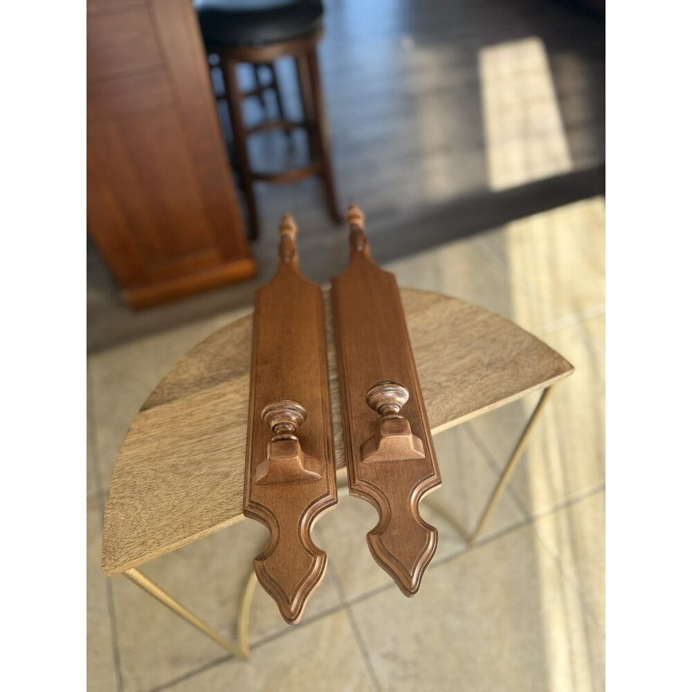 Pair Tell City Wood Wall Candle Sconce Set #3138 Finish-#48 W/candles 23" Long